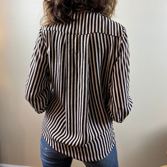 SOLD | Glamorous Striped Faux Wrap Blouse - Picture 3 of 8